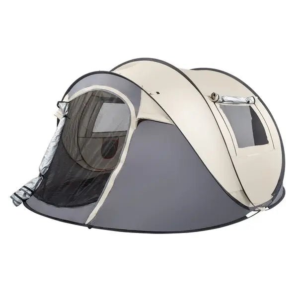 Camping Tent Boat Speed Open 3 - 4 People Coffee Fiber Pole Polyester Fabric 110.24*39.37*47.24 inch Family/Friends Party Camping - silverfoxgoods